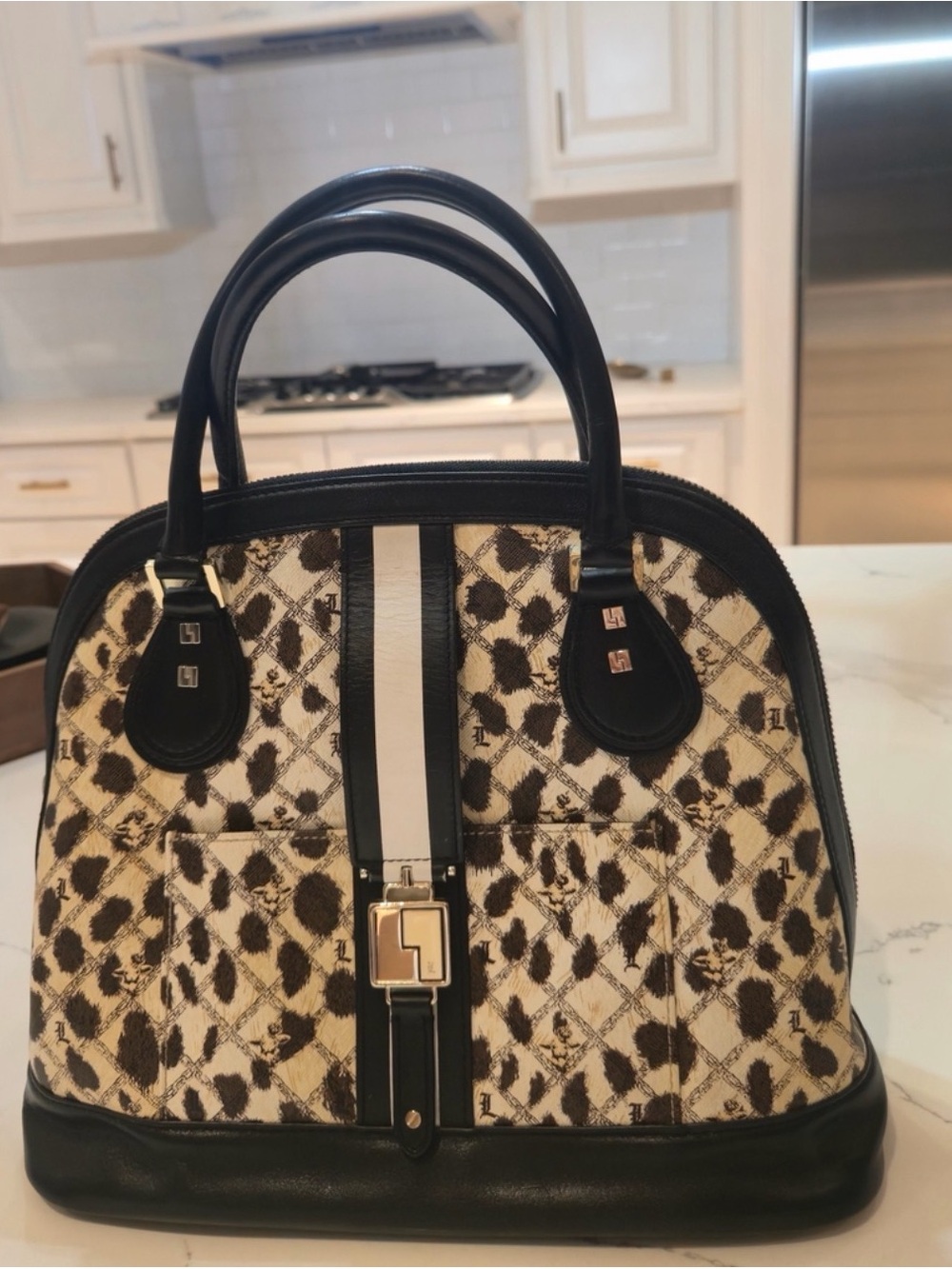 L.A.M.B. Leopard dome Satchel Handbag y2k